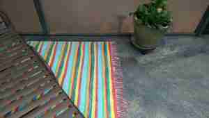 painted pool deck faux rag rugs